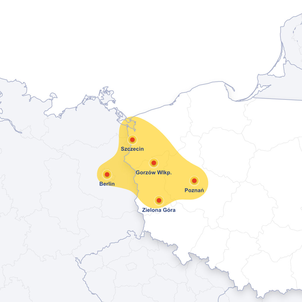 Mapa pokazująca obszar działania firmy Elektrolek